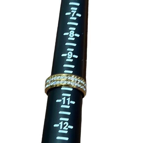 Brand New!! Size 10 stainless steel double row zircon stone ring - Picture 4 of 4